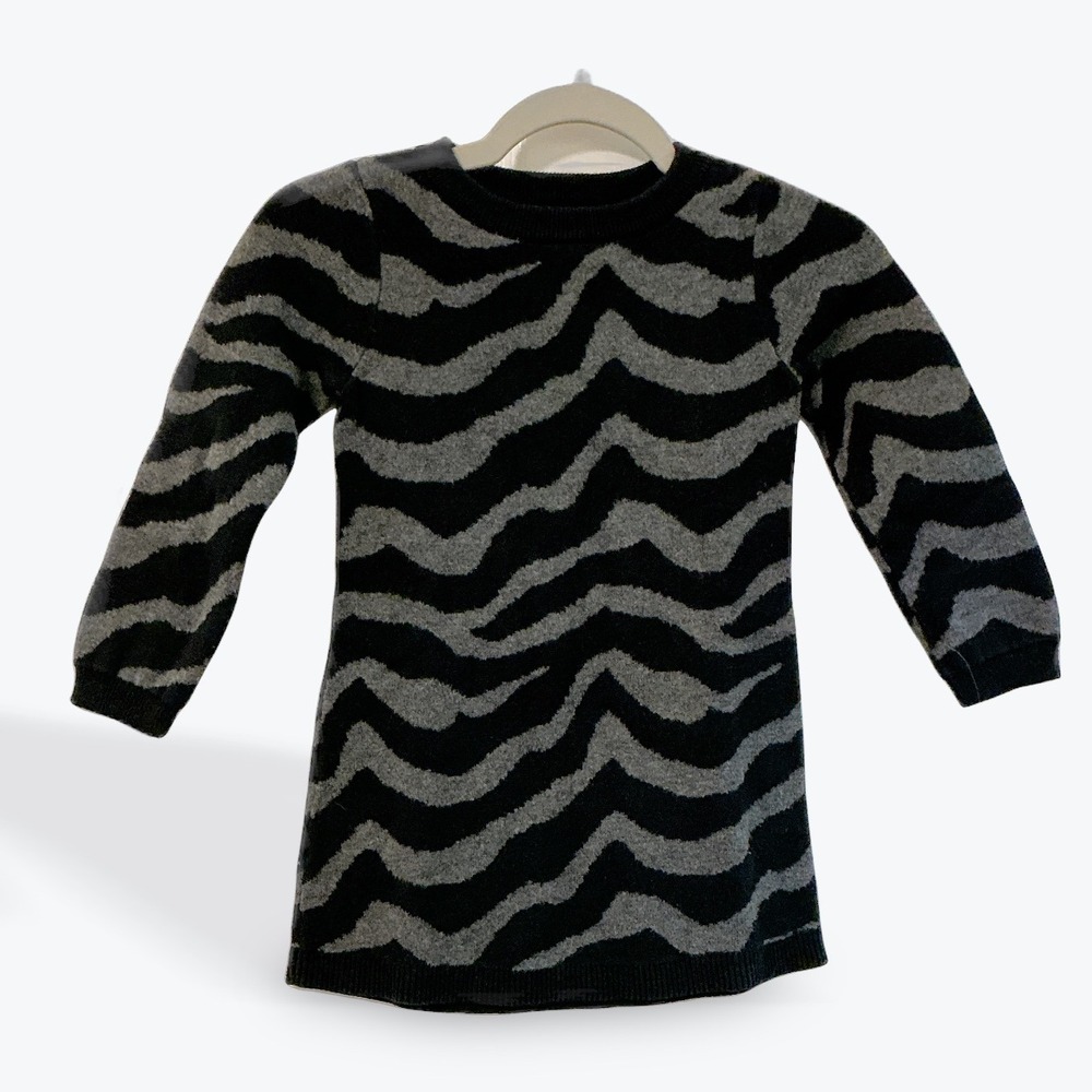 Baby Gap Toddler Girls 2T‎ Black Gray Wave Knit Sweater Dress Cotton